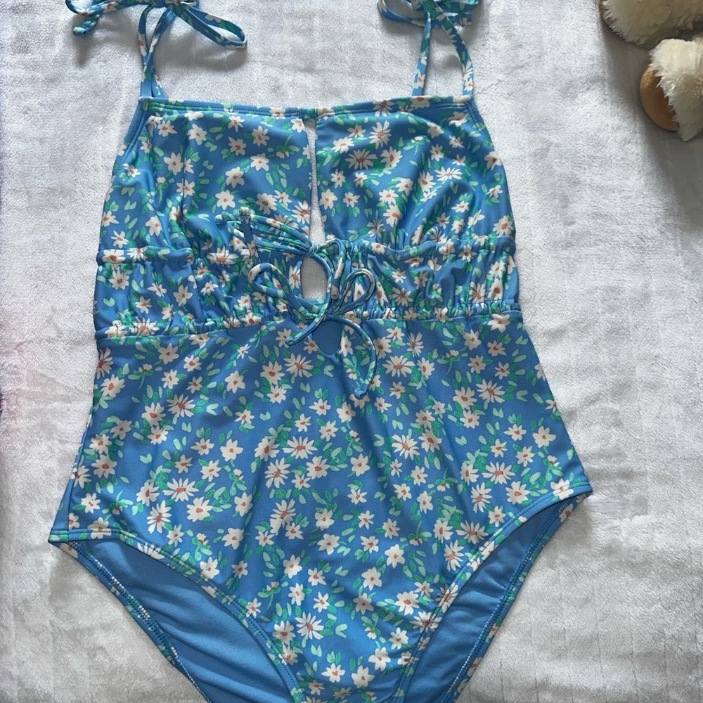 Xhilaration Blue Floral One Piece Swimsuit